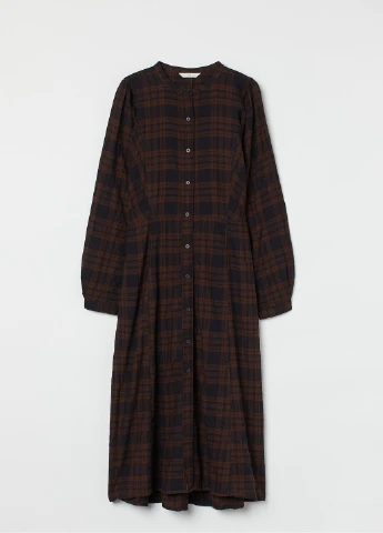 Коричневое кэжуал платье H&M в клетку