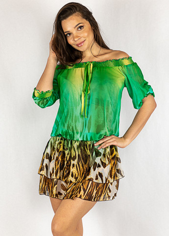 Комбинированное кэжуал платье Time of Style тигровый