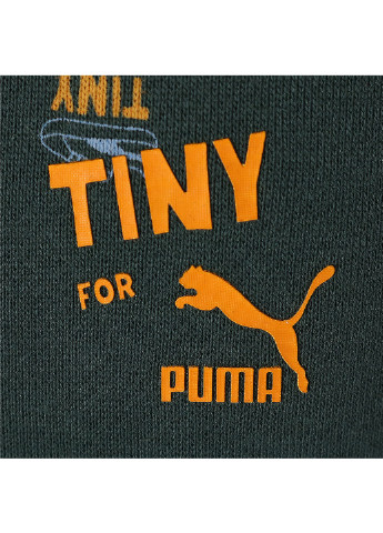 Дитяча толстовка x TINYCOTTONS Printed Crew Neck Kids' Sweatshirt Puma однотонна зелена спортивна бавовна, еластан