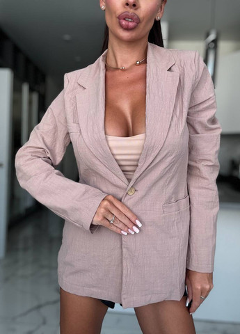 Бежевый женский жакет No Brand однотонный - демисезонный