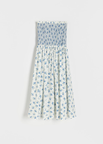 Білий кежуал сукня кльош, з відкритими плечима Reserved з квітковим принтом