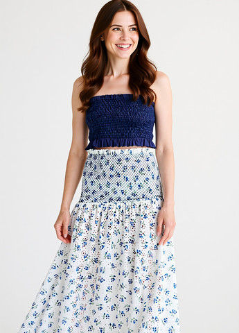 Білий кежуал сукня кльош, з відкритими плечима Reserved з квітковим принтом