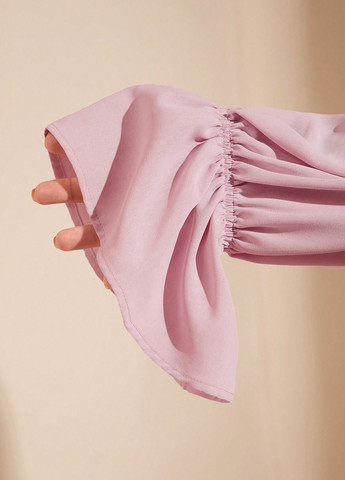 Світло-рожева коктейльна сукня кльош, з відкритими плечима, з відкритою спиною SHEIN однотонна