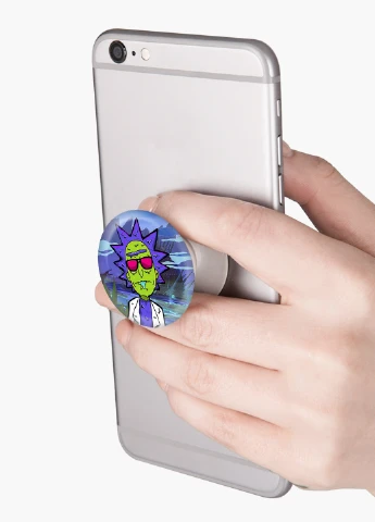 Попсокет (Popsockets) тримач для смартфону Рік Санчез і Морті Сміт Рік і Морті (Rick and Morty) (8754-2934) Чорний MobiPrint (229014759)