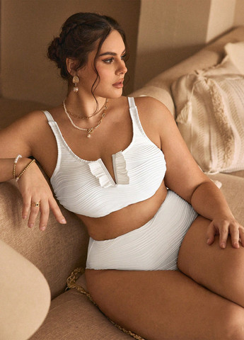 Білий літній купальник (ліф, трусики) топ, роздільний SHEIN