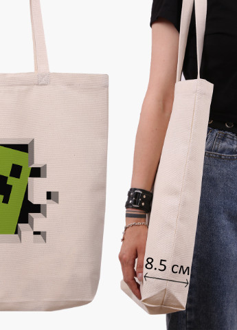 Эко сумка шоппер белая Майнкрафт (Minecraft) (9227-1709-WTD) экосумка шопер 41*39*8 см MobiPrint (216642260)