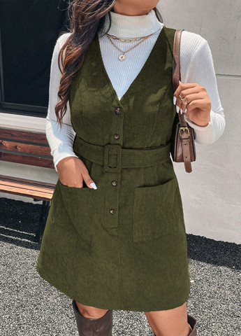 Демисезонный женский сарафан SHEIN однотонный