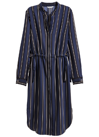 Темно-синее кэжуал платье H&M в полоску