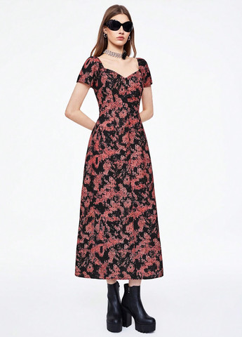 Черное кэжуал платье SHEIN с цветочным принтом