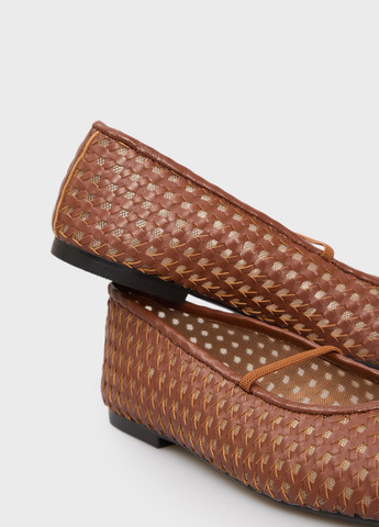 Женские балетки PRPY | светло-коричневые однотонные плетение натуральная кожа (332364825)