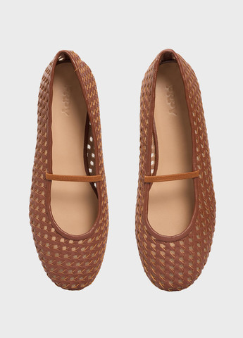 Женские балетки PRPY | светло-коричневые однотонные плетение натуральная кожа (332364825)