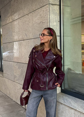 Бордовая демисезонная куртка косуха No Brand