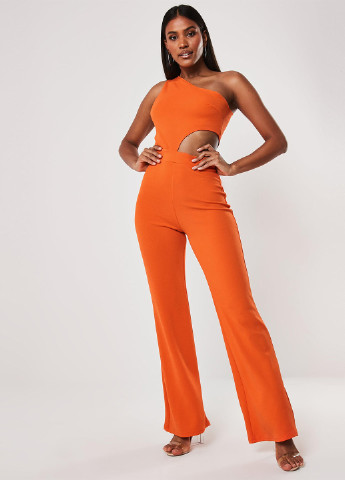 Комбинезон Missguided комбинезон-брюки однотонный оранжевый кэжуал полиэстер