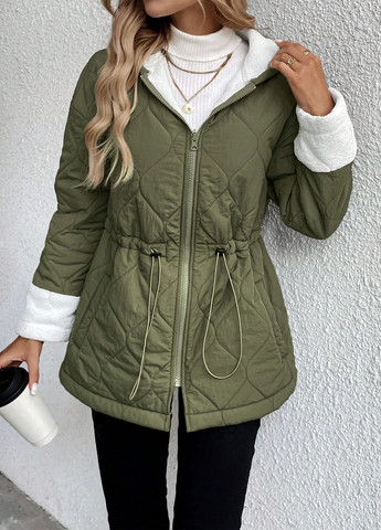 Оливковая (хаки) демисезонная куртка SHEIN