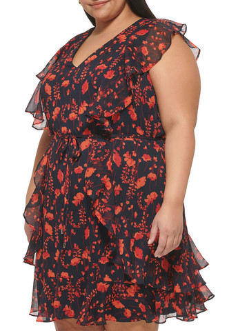 Черное кэжуал платье а-силуэт Tommy Hilfiger с цветочным принтом