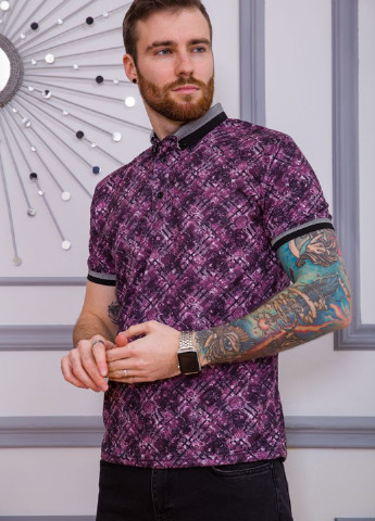 Фиолетовая футболка-поло для мужчин Ager с абстрактным узором