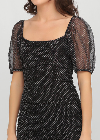 Чорна коктейльна сукня з відкритою спиною H&M в горошок