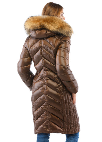 Шоколадна зимня куртка (мех чернобурки) MN