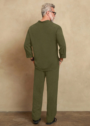 Зелений демісезонний костюм (сорочка, штани) брючний, з сорочкою SHEIN