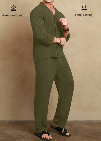 Зелений демісезонний костюм (сорочка, штани) брючний, з сорочкою SHEIN