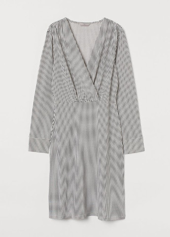 Белое кэжуал платье на запах H&M с геометрическим узором