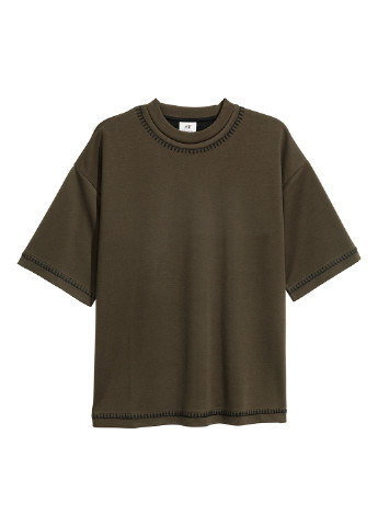 Хаки (оливковая) летняя футболка H&M Studio