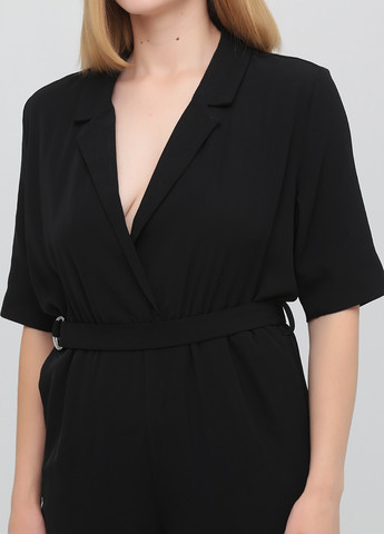 Комбинезон Weekday комбинезон-брюки однотонный чёрный вечерний, кэжуал полиэстер