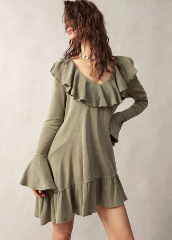 Сіро-зелена кежуал сукня оверсайз, з відкритою спиною SHEIN однотонна