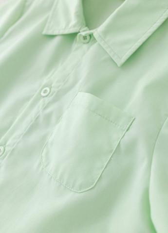 Светло-зеленая кэжуал рубашка однотонная SHEIN