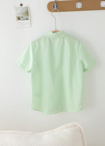 Светло-зеленая кэжуал рубашка однотонная SHEIN