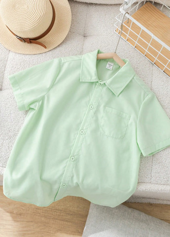 Светло-зеленая кэжуал рубашка однотонная SHEIN