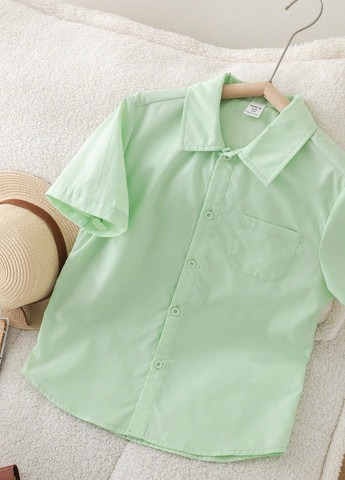 Светло-зеленая кэжуал рубашка однотонная SHEIN
