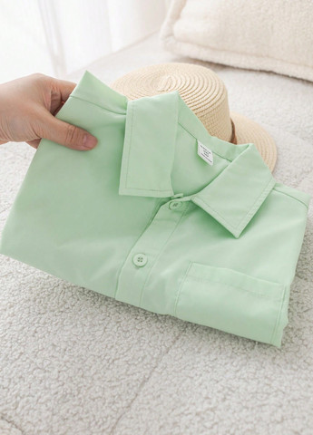 Светло-зеленая кэжуал рубашка однотонная SHEIN