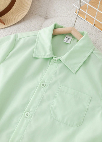Светло-зеленая кэжуал рубашка однотонная SHEIN