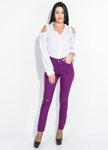 Фиолетовые кэжуал демисезонные зауженные брюки Time of Style