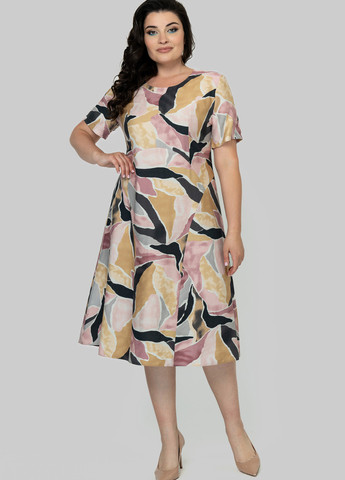 Комбинированное кэжуал платье а-силуэт A'll Posa колор блок