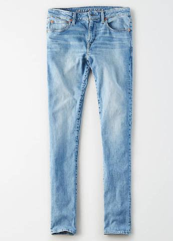 Голубые демисезонные скинни джинсы American Eagle