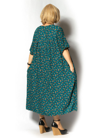 Темно-зеленое кэжуал платье оверсайз LibeAmore с цветочным принтом