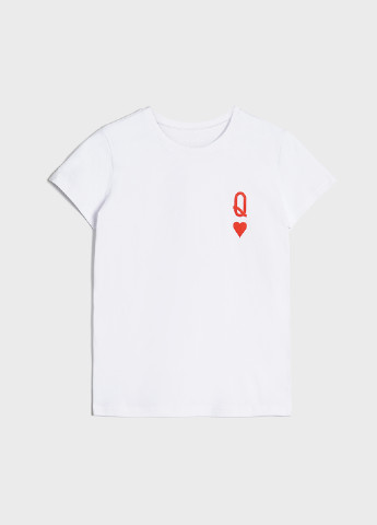 Біла літня футболка базова з підворотом, red queen KASTA design