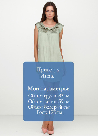Оливкова кежуал плаття, сукня Nitya однотонна
