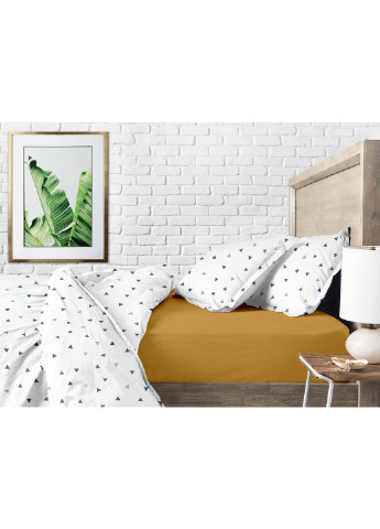 Комплект евро постельного белья на резинке Delta Color Mustard 200x220 см (4822052081532) Cosas (251851685)