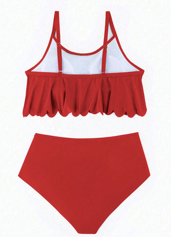 Темно-червоний демісезонний купальник (ліф, трусики) топ, роздільний SHEIN