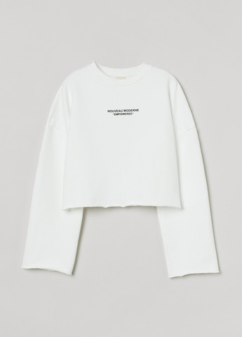 Свитшот H&M - Свободный крой надпись белый кэжуал хлопок, футер - (258475487)