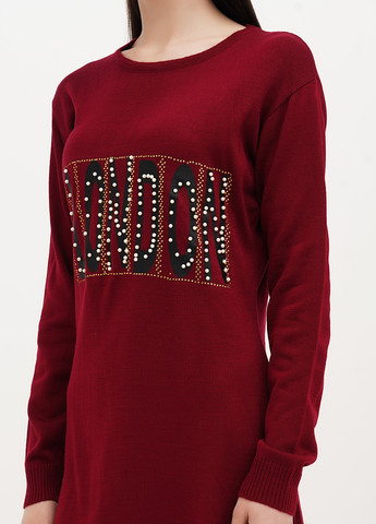 Бордовое кэжуал платье платье-свитер Imperial с надписью