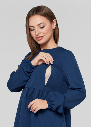 Синее кэжуал платье для беременных в стиле ампир Lullababe однотонное
