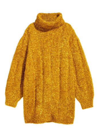 Золотистое кэжуал платье короткое H&M однотонное
