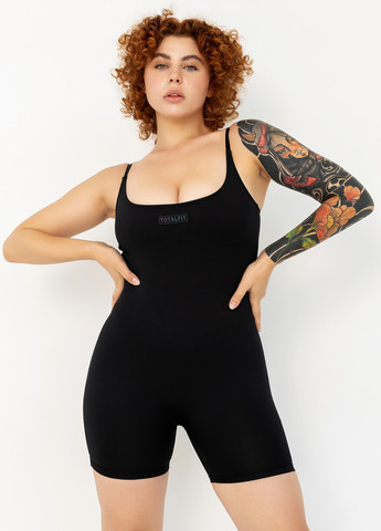 Комбінезон TOTALFIT комбінезон-шорти напис чорний спортивний, кежуал поліестер