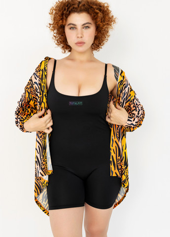 Комбінезон TOTALFIT комбінезон-шорти напис чорний спортивний, кежуал поліестер