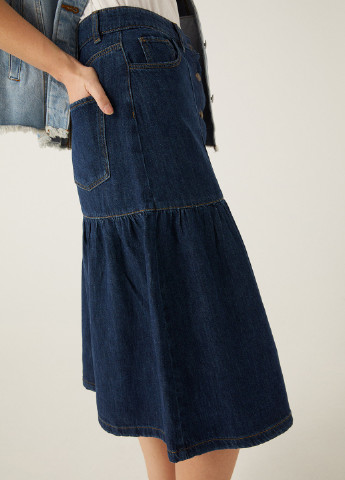 Темно-синяя джинсовая однотонная юбка Springfield