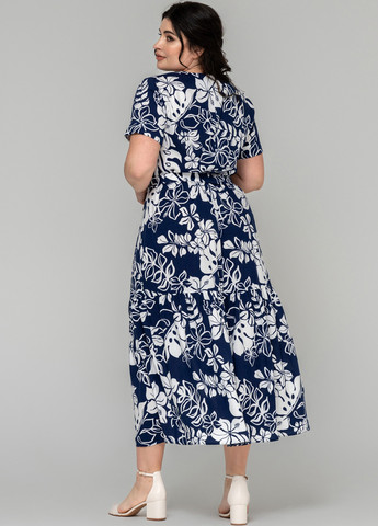 Темно-синее кэжуал платье рубашка A'll Posa с цветочным принтом